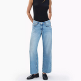 Rag & Bone Saige Ankle Relaxed Straight Jeans Featherweight in Ludlow Blue