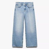 Rag & Bone Saige Ankle Relaxed Straight Jeans Featherweight in Ludlow Blue