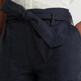 Lauren Ralph Lauren Belted Linen Short In Navy