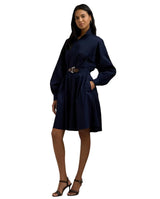 Lauren Ralph Lauren Buckle-Trim Cotton-Blend Shirtdress In Navy