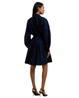 Lauren Ralph Lauren Buckle-Trim Cotton-Blend Shirtdress In Navy