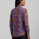 Lauren Ralph Lauren Long-Sleeve Classic Fit Paisley Crepe Shirt In Fuchsia Multi