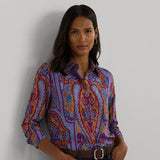 Lauren Ralph Lauren Long-Sleeve Classic Fit Paisley Crepe Shirt In Fuchsia Multi