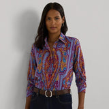 Lauren Ralph Lauren Long-Sleeve Classic Fit Paisley Crepe Shirt In Fuchsia Multi