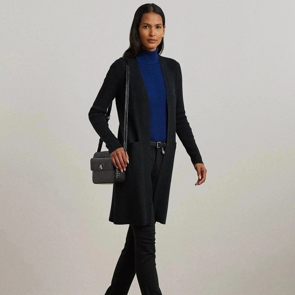 Lauren Ralph Lauren Long-sleeve Cotton Blend Cardigan In Black