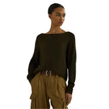 Lauren Ralph Lauren Metallic Boatneck Knit Jumper in Botanic Green