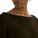 Lauren Ralph Lauren Metallic Boatneck Knit Jumper in Botanic Green