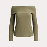 Lauren Ralph Lauren Rib-Knit Off-the-Shoulder Top In Light Agave