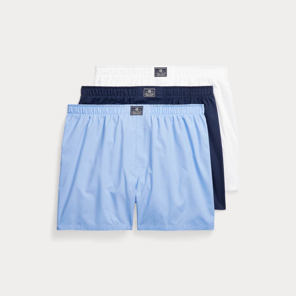 Polo Ralph Lauren Cotton Boxer 3 Pack in White Blue Navy