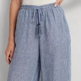 Lauren Ralph Lauren Pinstripe Linen Wide-Leg Trouser in Blue/White