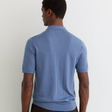 Reis Polo Open Collar Merino Wool In Nordic Blue