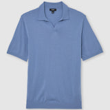 Reis Polo Open Collar Merino Wool In Nordic Blue