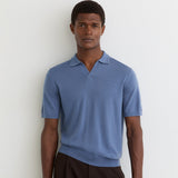 Reis Polo Open Collar Merino Wool In Nordic Blue