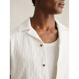 Reiss Ackling Cotton Textured Cuban Collar Shirt in Off White