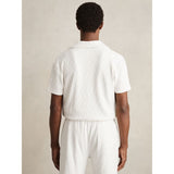 Reiss Ackling Cotton Textured Cuban Collar Shirt in Off White