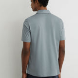 Reiss Airwater Cotton Steel Polo Shirt Blue