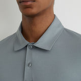 Reiss Airwater Cotton Steel Polo Shirt Blue