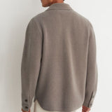 Reiss Banstead Brushed Wool Button-Through Relaxed Overshirt In Taupe Brown