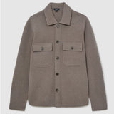 Reiss Banstead Brushed Wool Button-Through Relaxed Overshirt In Taupe Brown