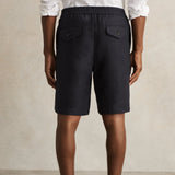 Reiss Barges Short Linen Drawstring Shorts in Navy