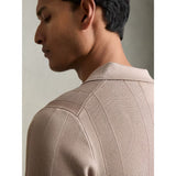 Reiss Bart Half-Zip Textured-Knit Polo Shirt in Taupe Brown