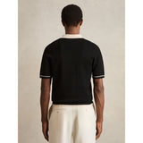 Reiss Baxter Compact-knit Tipped Zip-through Shirt In Black stone