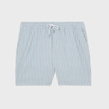 Reiss Bay Seersucker Stripe Swim Shorts in Soft Blue/White