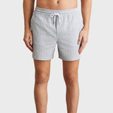 Reiss Bay Seersucker Stripe Swim Shorts in Soft Blue/White