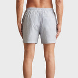 Reiss Bay Seersucker Stripe Swim Shorts in Soft Blue/White