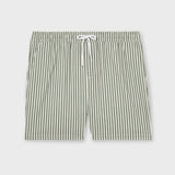 Reiss Bay Seersucker Stripe Swim Shorts in Soft Sage/White