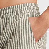 Reiss Bay Seersucker Stripe Swim Shorts in Soft Sage/White