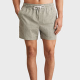 Reiss Bay Seersucker Stripe Swim Shorts in Soft Sage/White
