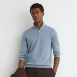Reiss Blackhall Merino Wool Half-Zip Funnel-Neck Jumper In Armour Blue