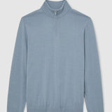 Reiss Blackhall Merino Wool Half-Zip Funnel-Neck Jumper In Armour Blue