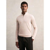 Reiss Blackhall Merino Wool Half-Zip Jumper In Beige