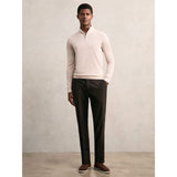 Reiss Blackhall Merino Wool Half-Zip Jumper In Beige