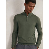 Reiss Blackhall Merino Wool Half-Zip Jumper in Kale Green