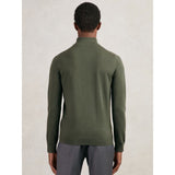 Reiss Blackhall Merino Wool Half-Zip Jumper in Kale Green