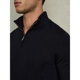 Reiss Blackhall Merino Wool Half-Zip Jumper in Navy