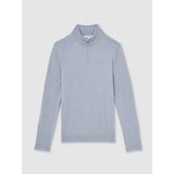 Reiss Blackhall Merino Wool Half-Zip Jumper in Soft Blue