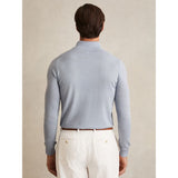 Reiss Blackhall Merino Wool Half-Zip Jumper in Soft Blue