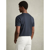 Reiss Bless Cotton Crew Neck T-Shirt in Airforce Blue