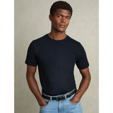 Reiss Bless Cotton Crew Neck T-Shirt in Navy
