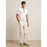 Reiss Bradford Half Zip Tipped Polo Shirt in White/Green