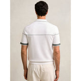Reiss Bradford Half Zip Tipped Polo Shirt in White/Green