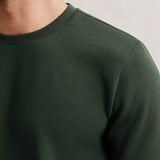 Reiss Bradley Premium Interlock Crew-Neck T-Shirt in Dark Sage Green