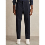 Reiss Brighton Relaxed Drawstring Trousers with Turn-Ups in Navy