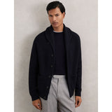 Reiss Cannon Shawl-Collar Cardigan With Wool in Navy