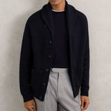 Reiss Cannon Shawl-Collar Cardigan With Wool in Navy