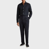 Reiss Carvalho Cotton-Piqué Garment-Dyed Shirt in Navy